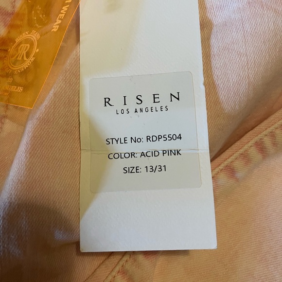 Risen Button Down Straight Leg Distressed Jeans - Picture 4 of 6